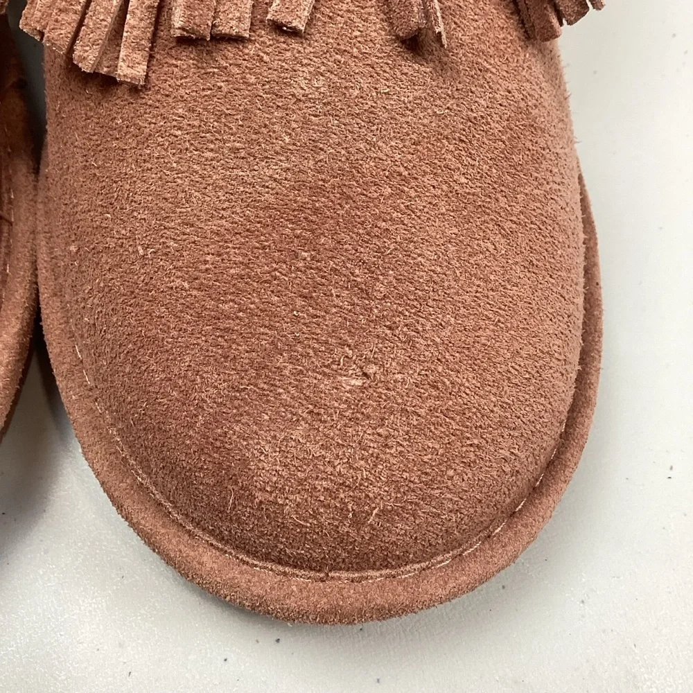 Bearpaw Christie Wide Suede Sheepskin Pink Winter Ankle Boots Booties